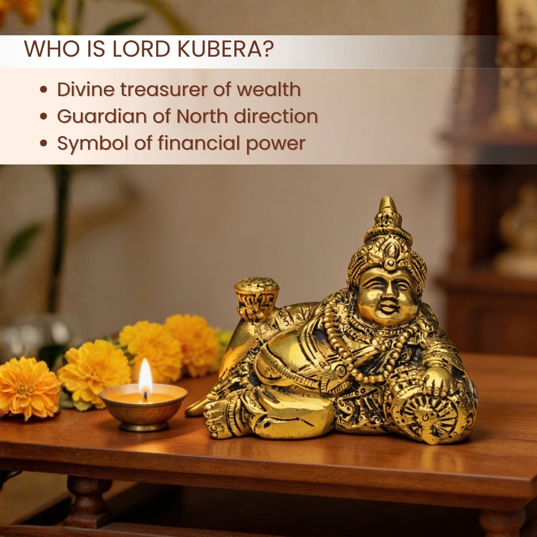 Lord Kuber Brass Statue – Hindu God of Wealth and Prosperity – Ideal for Home, Office, Tijori, and Locker (Size 5 x 3 inches) - plusvalueindia