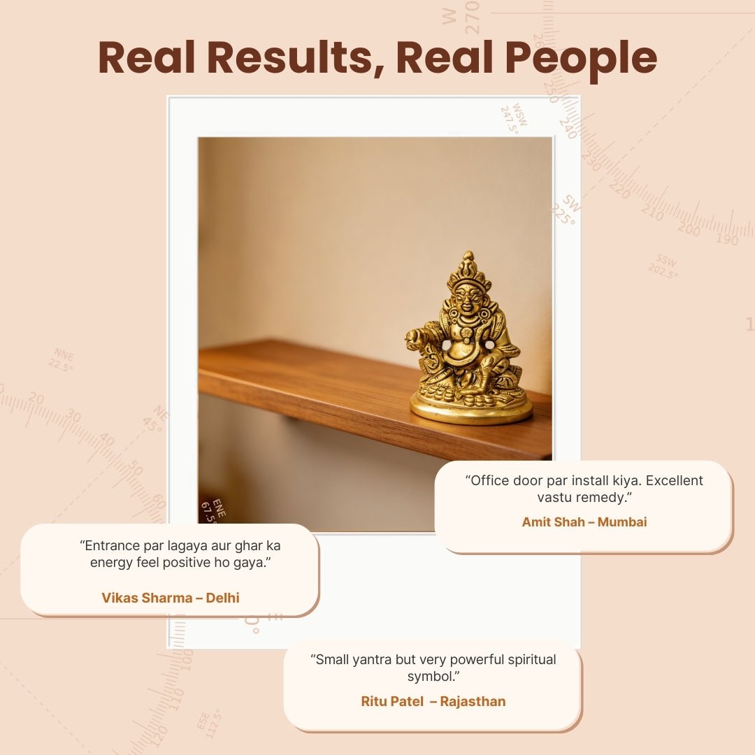 Lord Kubera Idol Brass Wealth God - 3inch - plusvalueindia