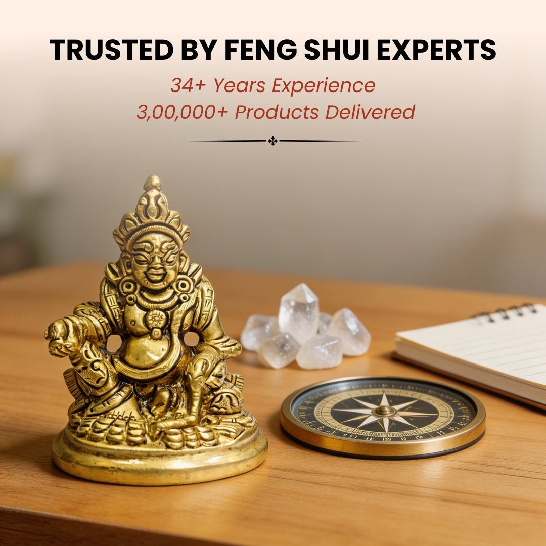 Lord Kubera Idol Brass Wealth God - 3inch - plusvalueindia