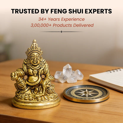 Lord Kubera Idol Brass Wealth God - 3inch - plusvalueindia