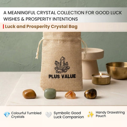 Wealth attraction crystal collection featuring Citrine, Green Aventurine, Pyrite, and Tiger Eye