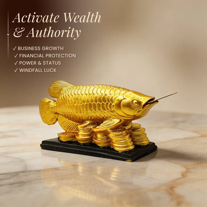 Lucky Feng Shui Golden Arowana Fish Statue for Protection & GoodLuck at Home and Office [Best Seller] - plusvalueindia