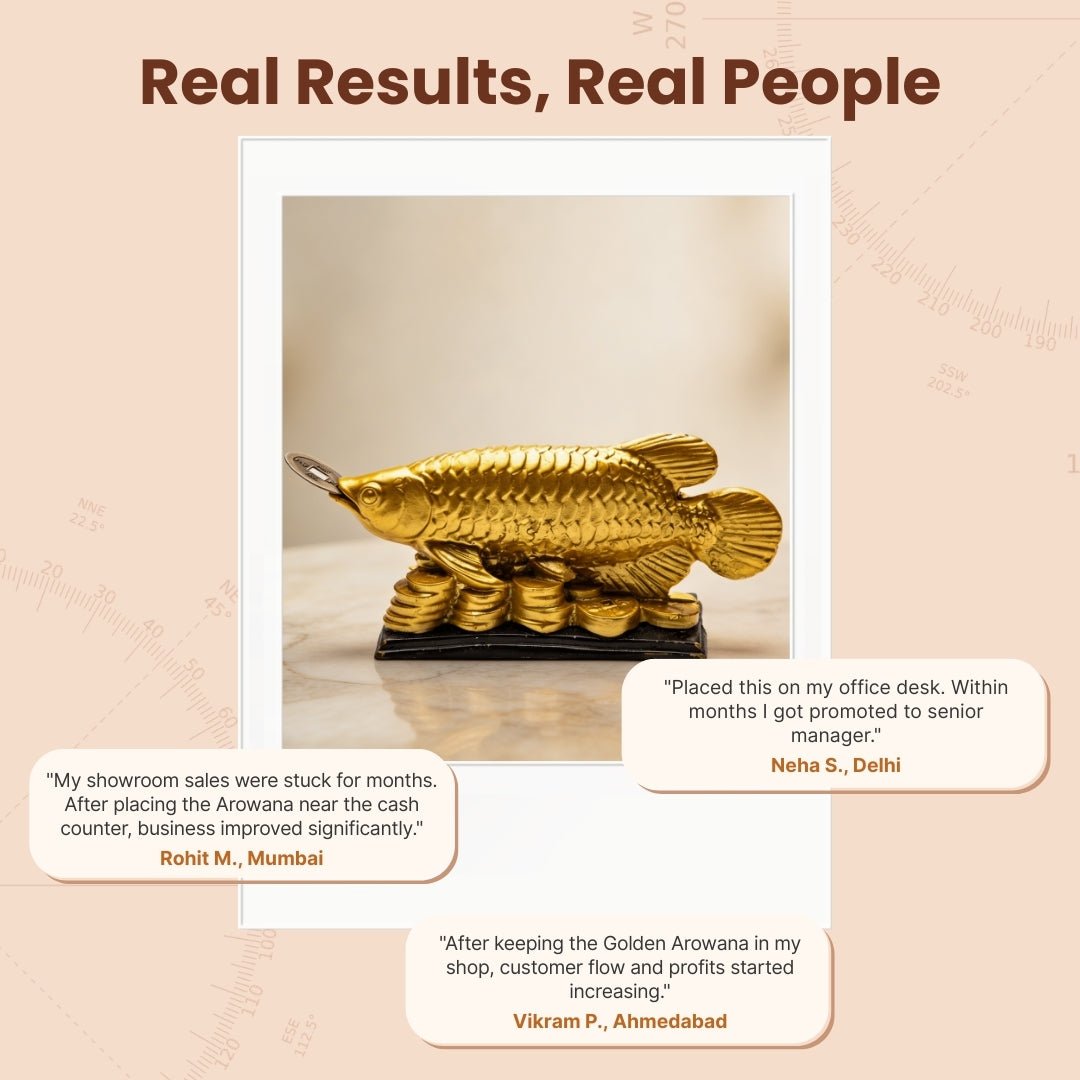 Lucky Feng Shui Golden Arowana Fish Statue for Protection & GoodLuck at Home and Office [Best Seller] - plusvalueindia