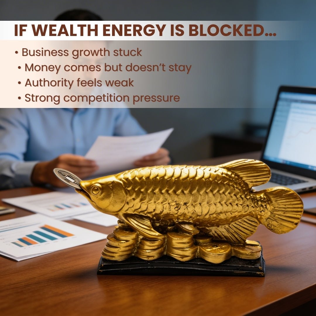 Lucky Feng Shui Golden Arowana Fish Statue for Protection & GoodLuck at Home and Office [Best Seller] - plusvalueindia