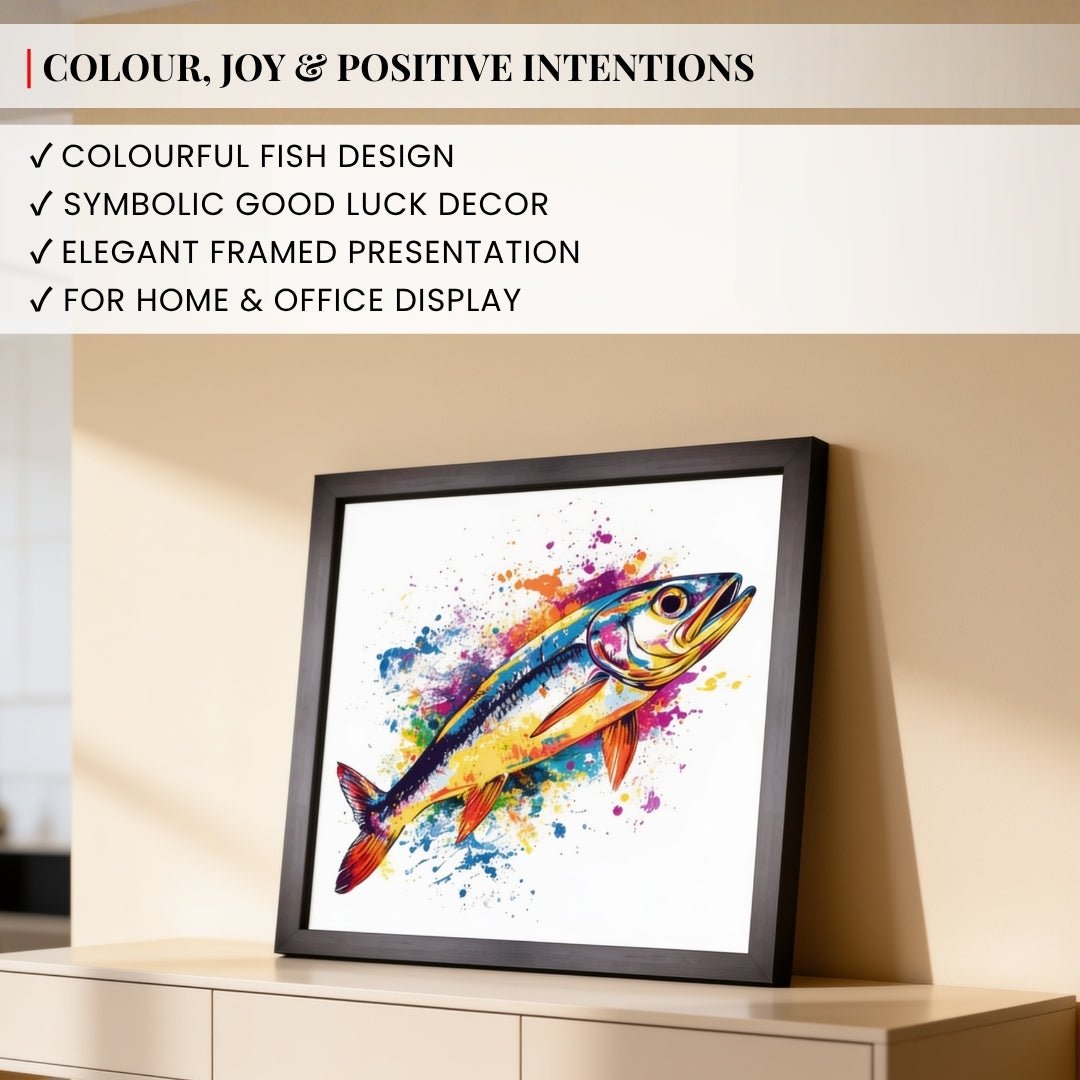 High-quality engineered wood frame with sleek borders and seamless edge joints for Lucky Fish artwork