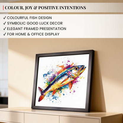 High-quality engineered wood frame with sleek borders and seamless edge joints for Lucky Fish artwork