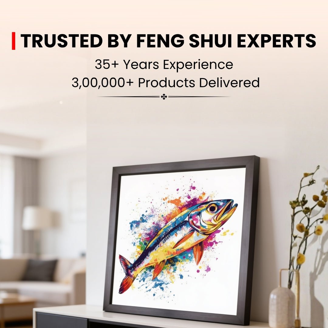 Lucky Fish Vastu painting displayed on North or East wall of living room and office to activate wealth energy