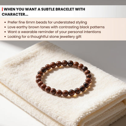 6 mm bead diameter scale measurement diagram for slim Mahogany Obsidian gemstone bracelet