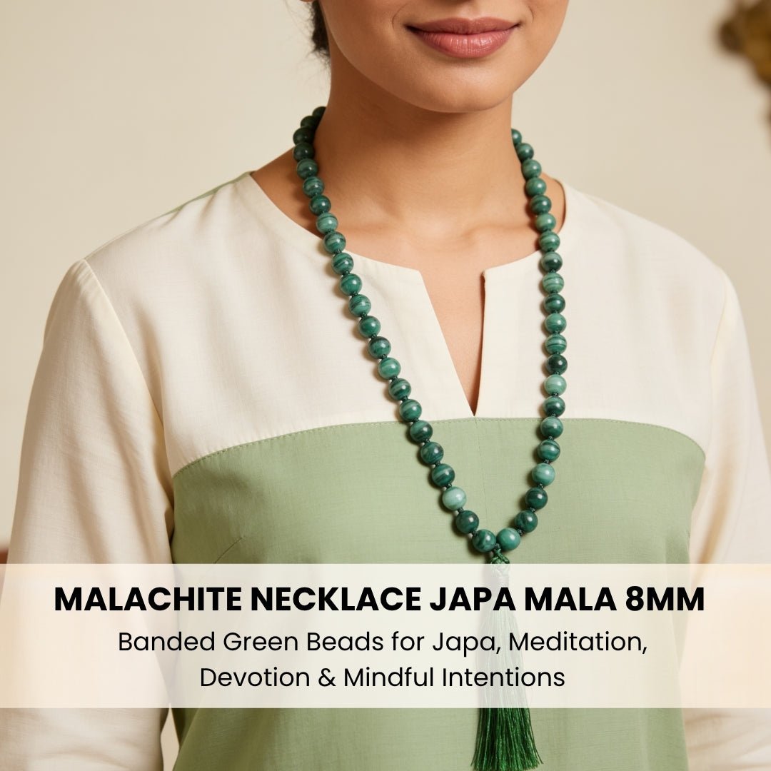 Polished Malachite guru bead with matching green silky hanging tassel finish