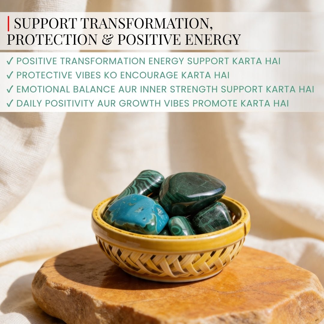 Malachite Tumbled Stones Pebbles - Natural Crystal for Positive Energy and Balance - plusvalueindia