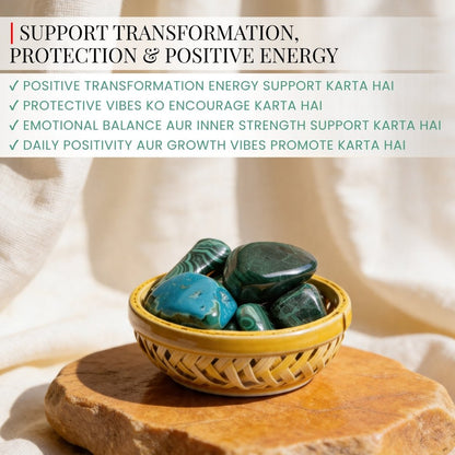 Malachite Tumbled Stones Pebbles - Natural Crystal for Positive Energy and Balance - plusvalueindia