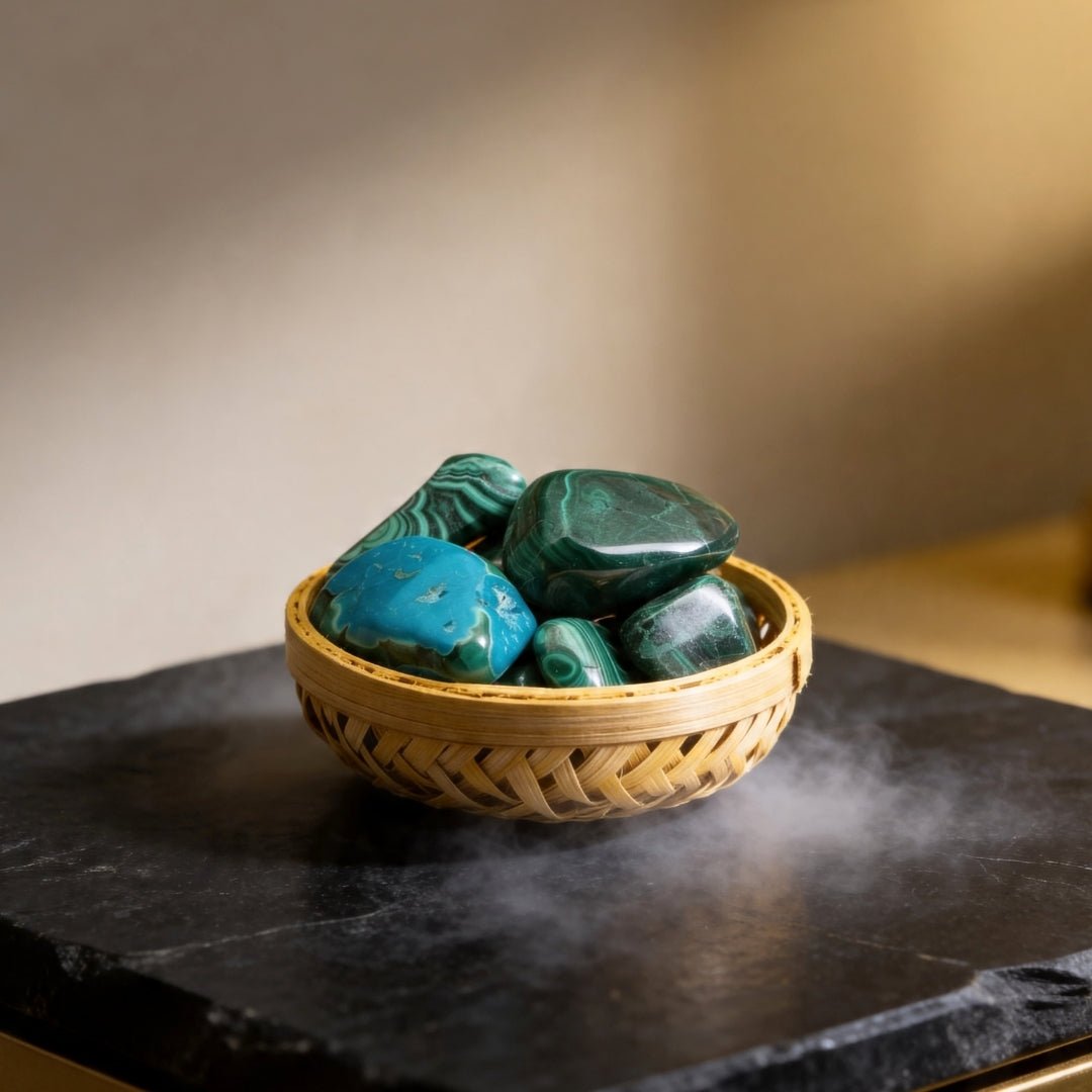 Malachite Tumbled Stones Pebbles - Natural Crystal for Positive Energy and Balance - plusvalueindia