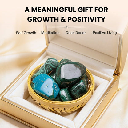 Malachite Tumbled Stones Pebbles - Natural Crystal for Positive Energy and Balance - plusvalueindia