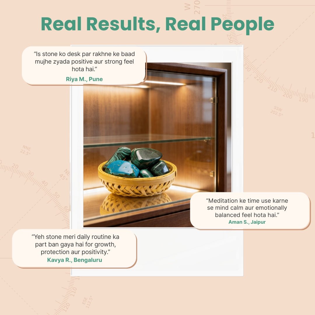 Malachite Tumbled Stones Pebbles - Natural Crystal for Positive Energy and Balance - plusvalueindia