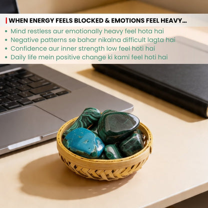 Malachite Tumbled Stones Pebbles - Natural Crystal for Positive Energy and Balance - plusvalueindia