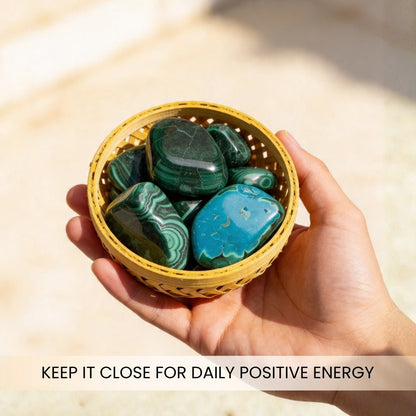 Malachite Tumbled Stones Pebbles - Natural Crystal for Positive Energy and Balance - plusvalueindia