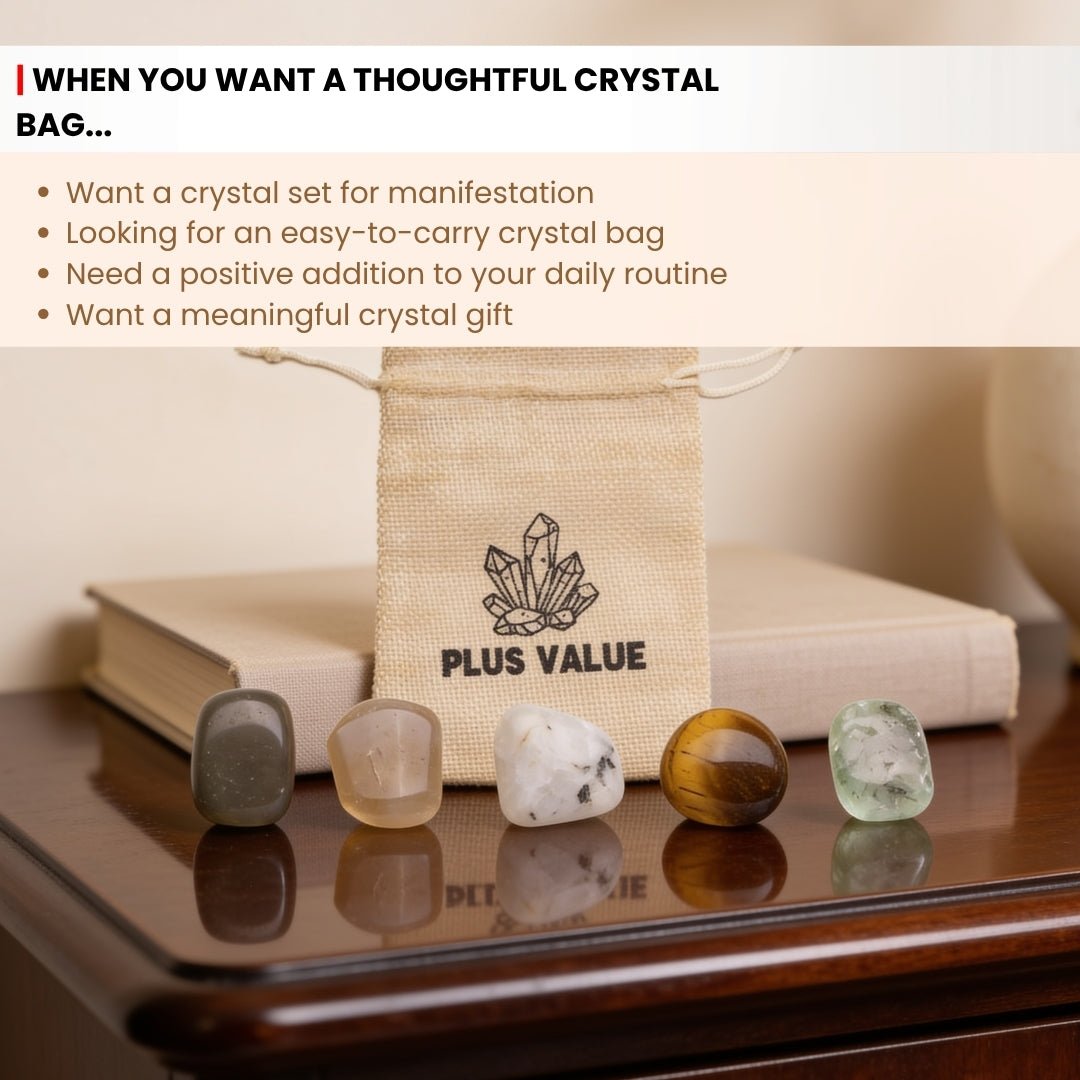 Manifestation Pocket Crystal Bag - plusvalueindia