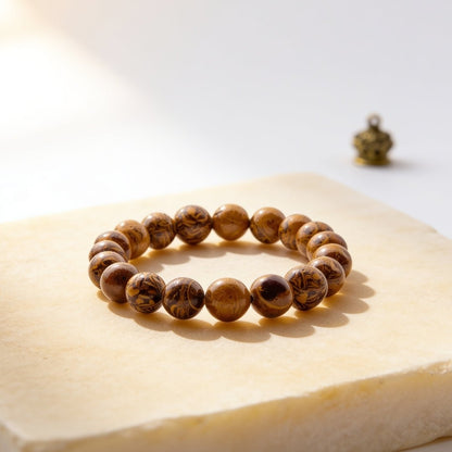 Natural Mariyam Jasper 10 mm large round stone bead stretch bracelet
