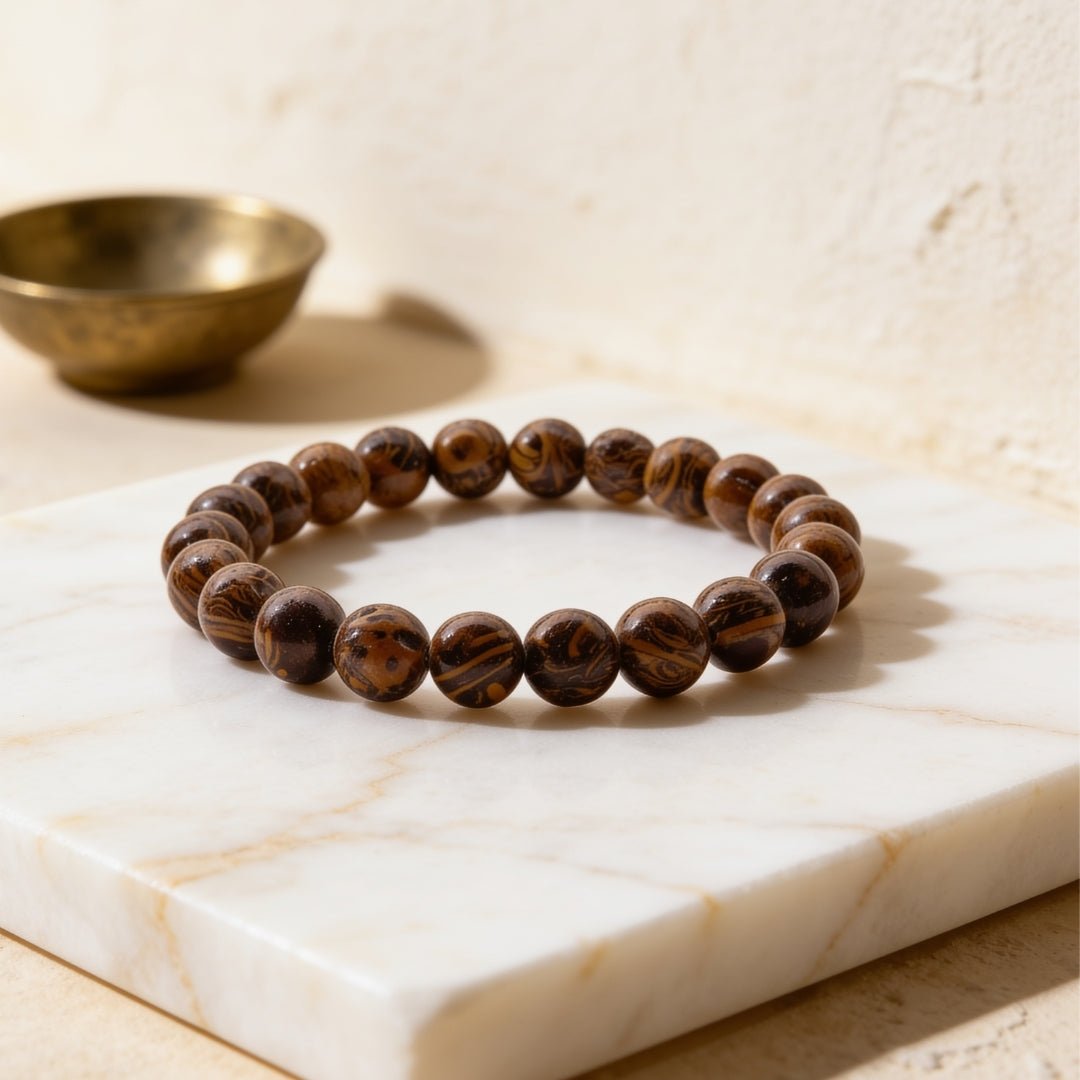 Natural Mariyam Jasper 8 mm round stone bead stretch bracelet