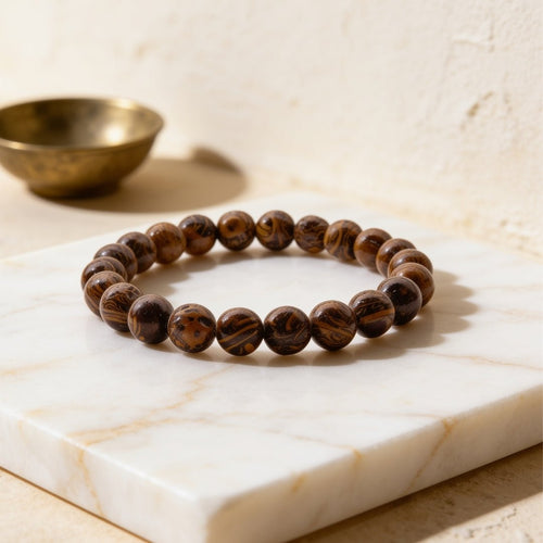 Natural Mariyam Jasper 8 mm round stone bead stretch bracelet