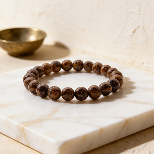 Natural Mariyam Jasper 8 mm round stone bead stretch bracelet