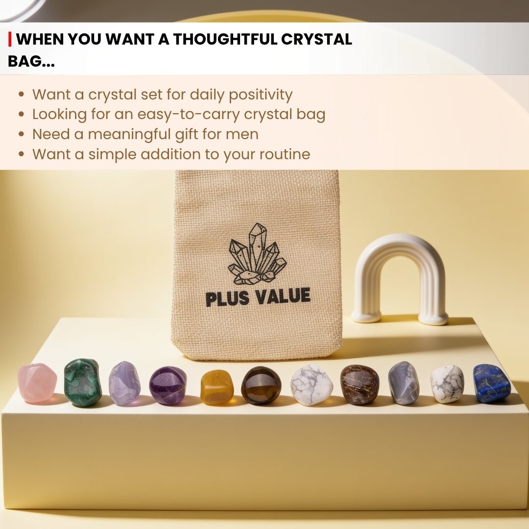 Men's Healing Crystal Bag - The Modern Man's Secret Toolkit - plusvalueindia