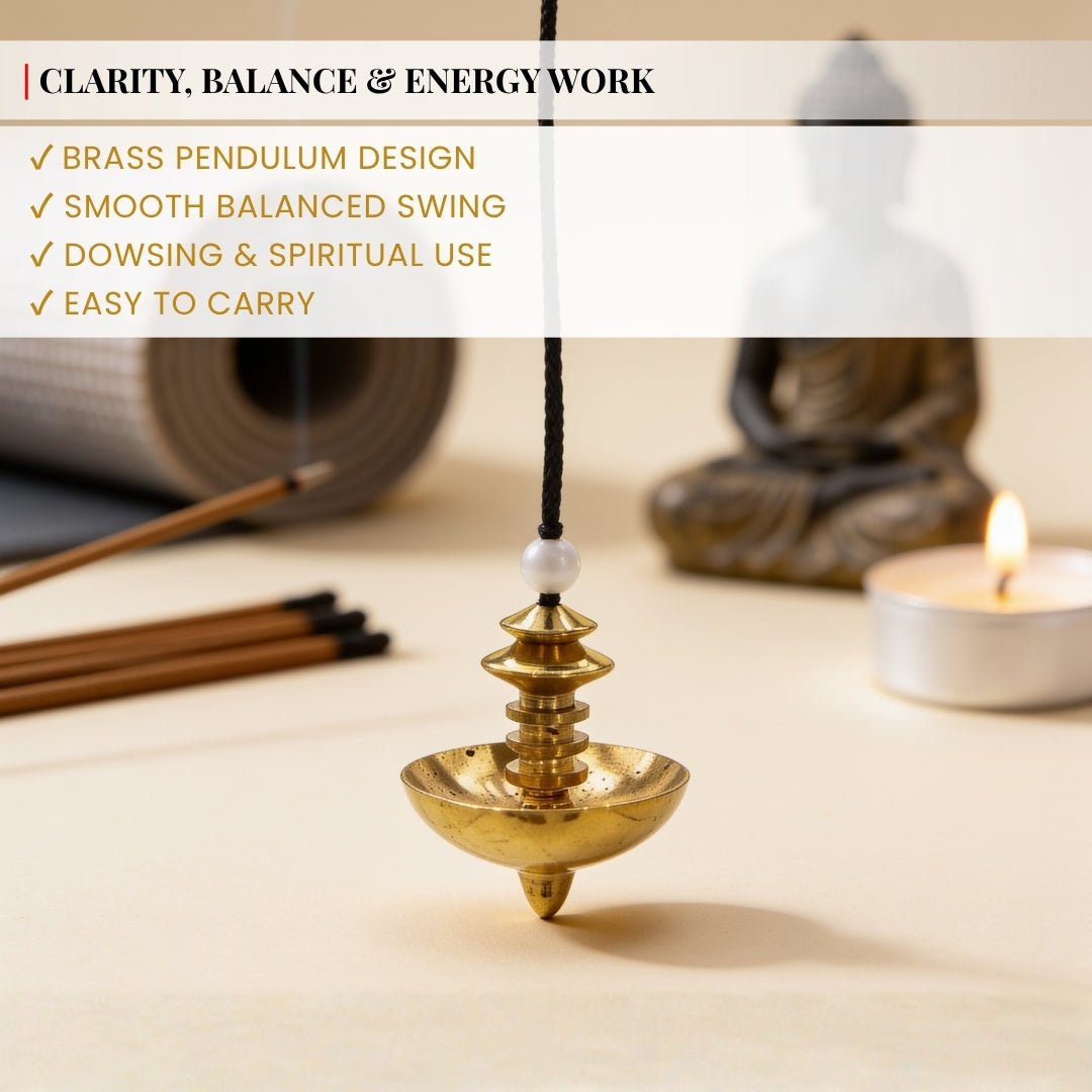 Merisis Brass Dowsing Pendulum With Free 4 Dowsing Charts and Jute Bag - plusvalueindia