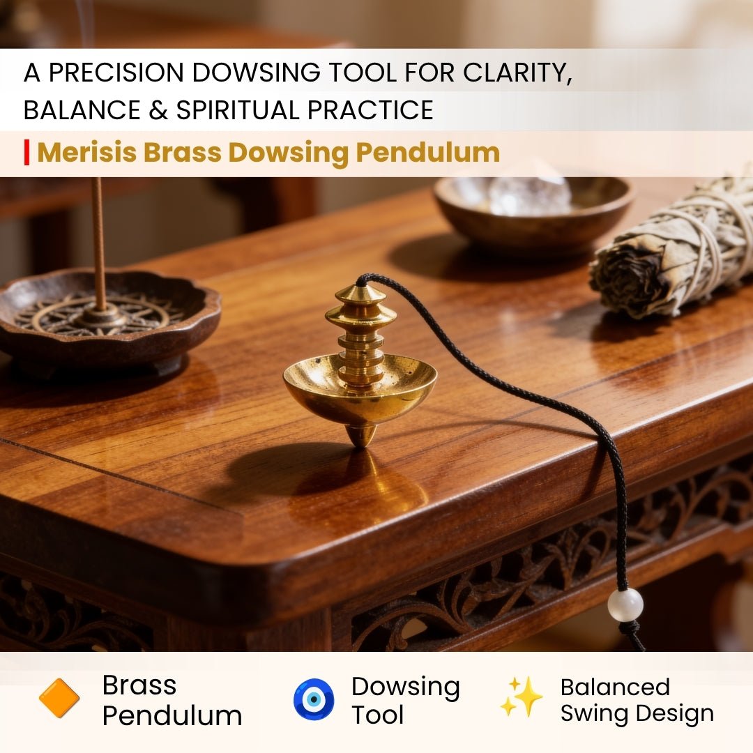 Merisis Brass Dowsing Pendulum With Free 4 Dowsing Charts and Jute Bag - plusvalueindia