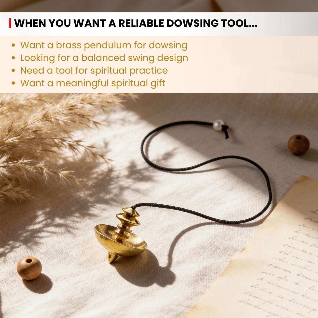 Merisis Brass Dowsing Pendulum With Free 4 Dowsing Charts and Jute Bag - plusvalueindia