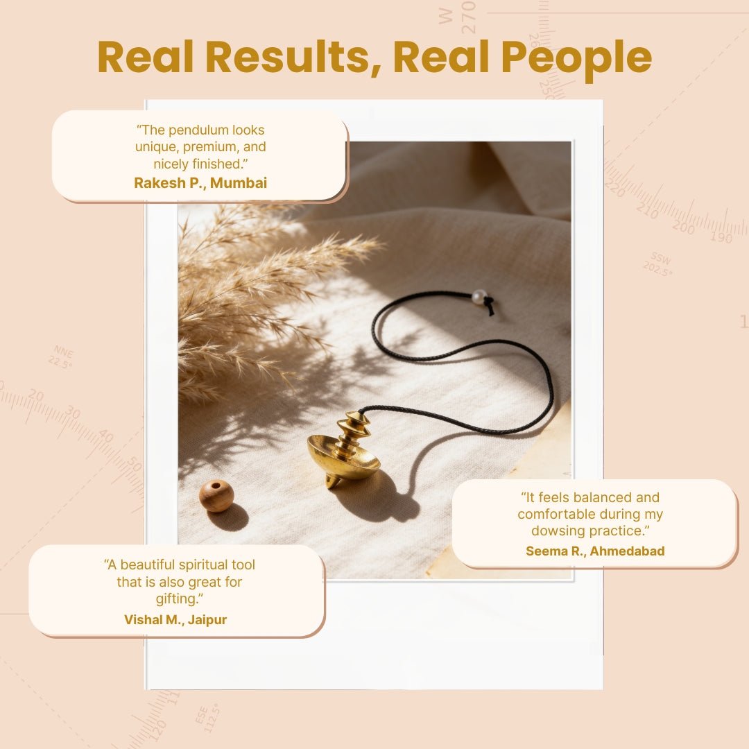 Merisis Brass Dowsing Pendulum With Free 4 Dowsing Charts and Jute Bag - plusvalueindia