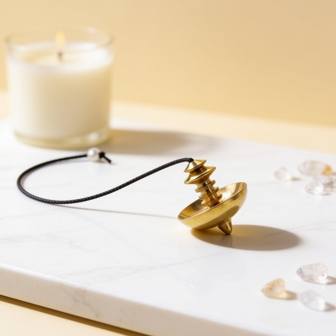Merisis Brass Dowsing Pendulum With Free 4 Dowsing Charts and Jute Bag - plusvalueindia