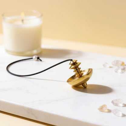 Merisis Brass Dowsing Pendulum With Free 4 Dowsing Charts and Jute Bag - plusvalueindia