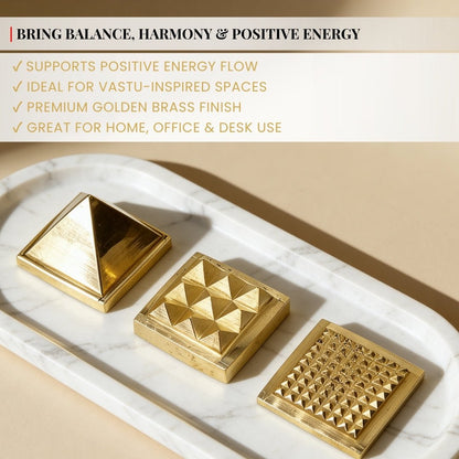 Brass Pyramid 1inch - Vastu RemediesFor North-West Entrance, Main Door, Kitchen, Toilet, Bedroom - plusvalueindia