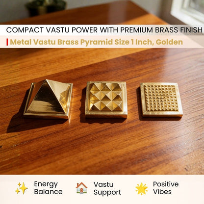 Brass Pyramid 1inch - Vastu RemediesFor North-West Entrance, Main Door, Kitchen, Toilet, Bedroom - plusvalueindia