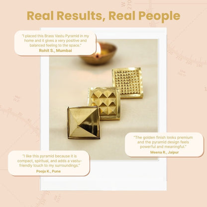 Brass Pyramid 1inch - Vastu RemediesFor North-West Entrance, Main Door, Kitchen, Toilet, Bedroom - plusvalueindia