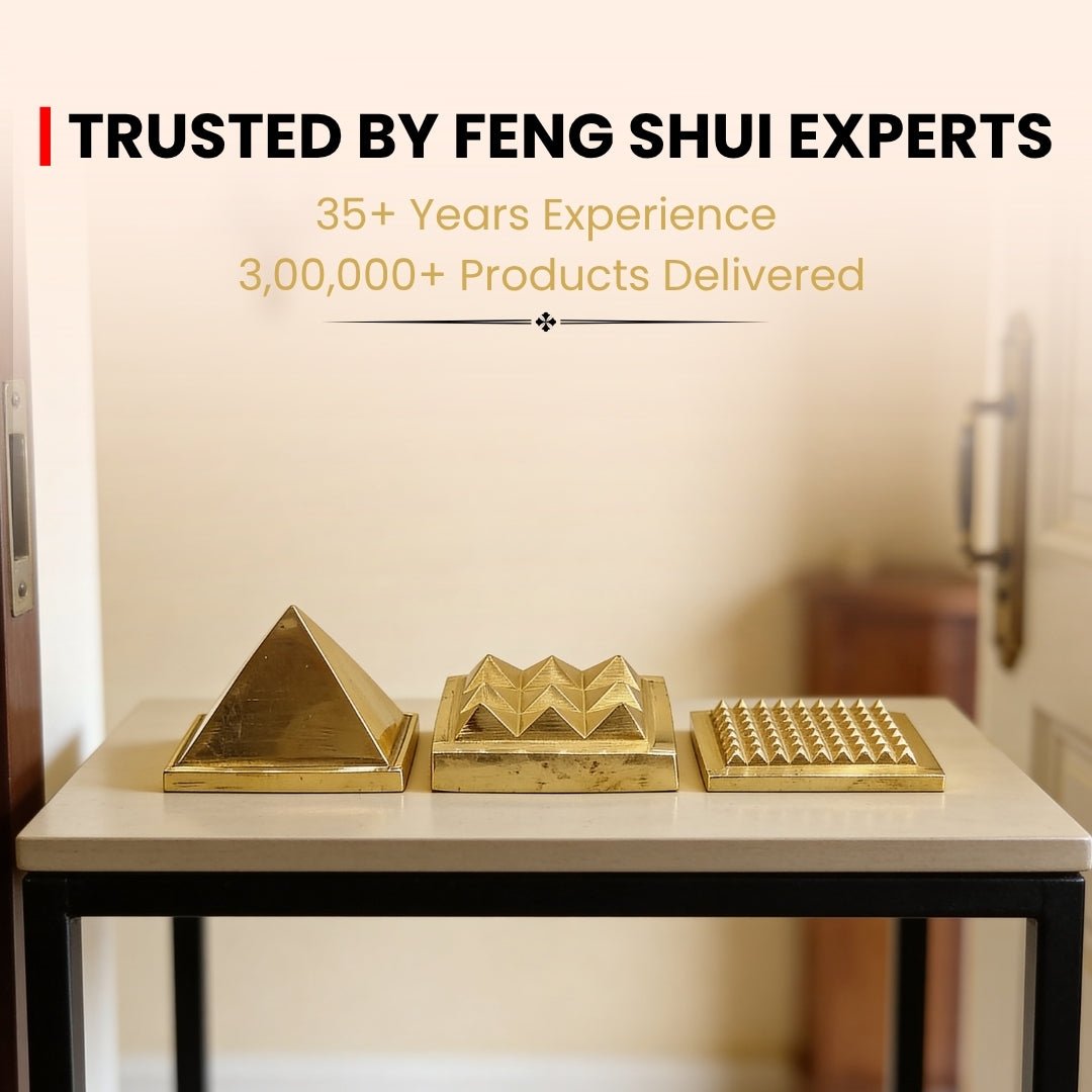Brass Pyramid 1inch - Vastu RemediesFor North-West Entrance, Main Door, Kitchen, Toilet, Bedroom - plusvalueindia