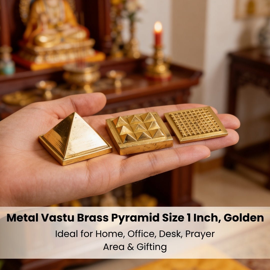 Brass Pyramid 1inch - Vastu RemediesFor North-West Entrance, Main Door, Kitchen, Toilet, Bedroom - plusvalueindia