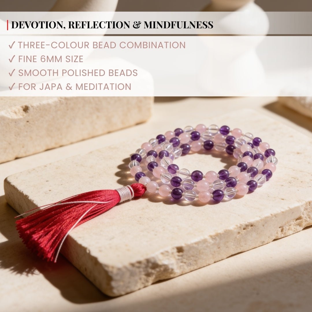 Traditional durable hand-knotted thread construction between 6 mm holistic alignment beads