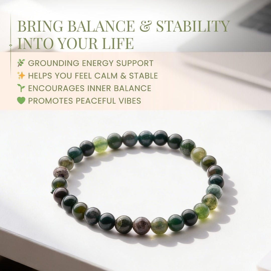 Moss Agate Bracelet Stone of Abundance, Reduces Sensitivity To Weather - plusvalueindia