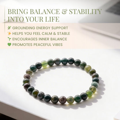 Moss Agate Bracelet Stone of Abundance, Reduces Sensitivity To Weather - plusvalueindia