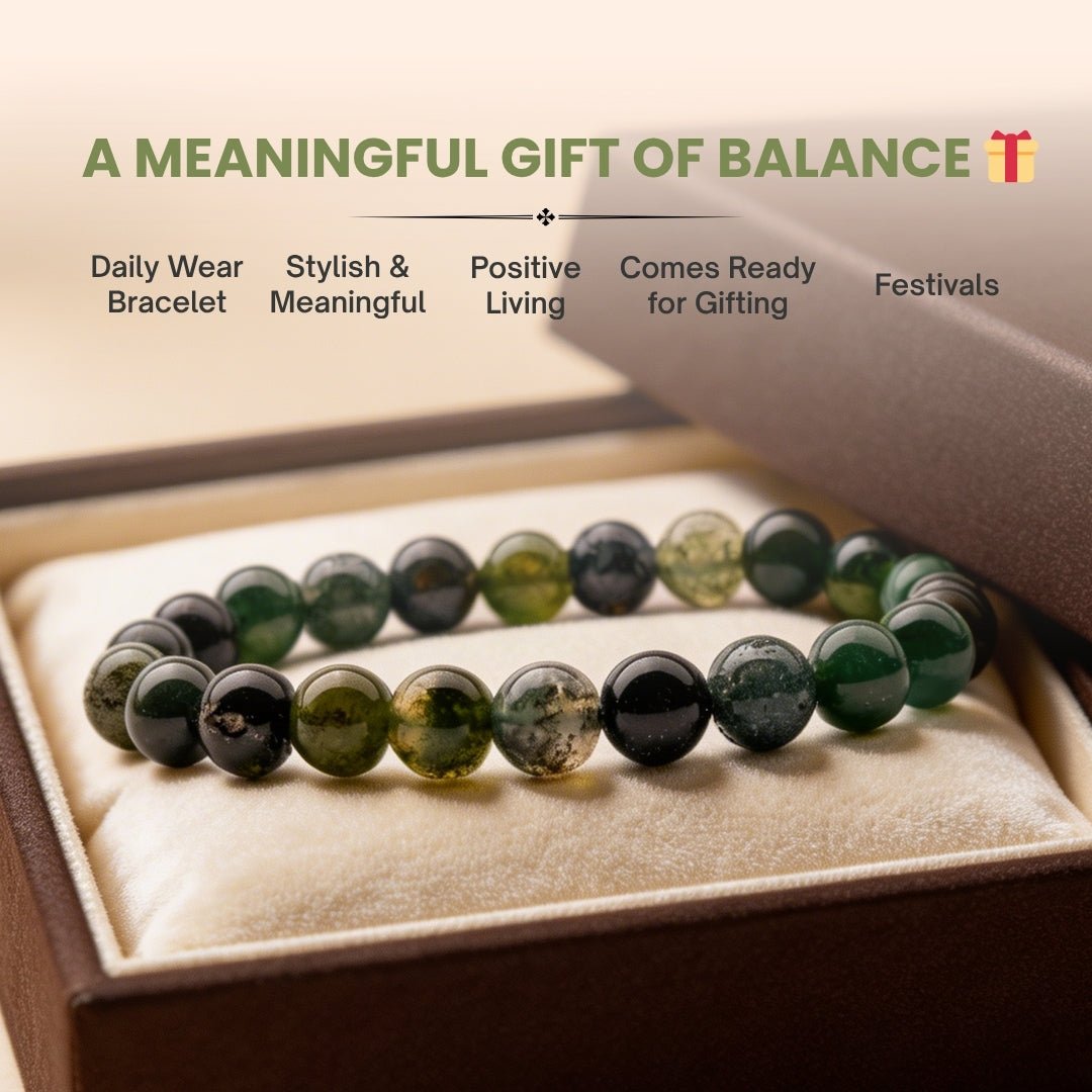 Moss Agate Bracelet Stone of Abundance, Reduces Sensitivity To Weather - plusvalueindia