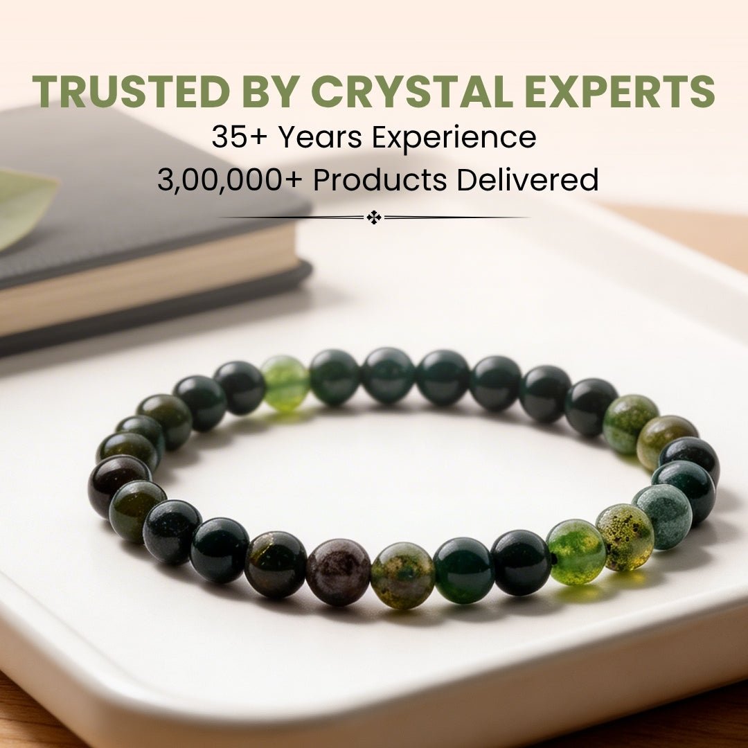 Moss Agate Bracelet Stone of Abundance, Reduces Sensitivity To Weather - plusvalueindia