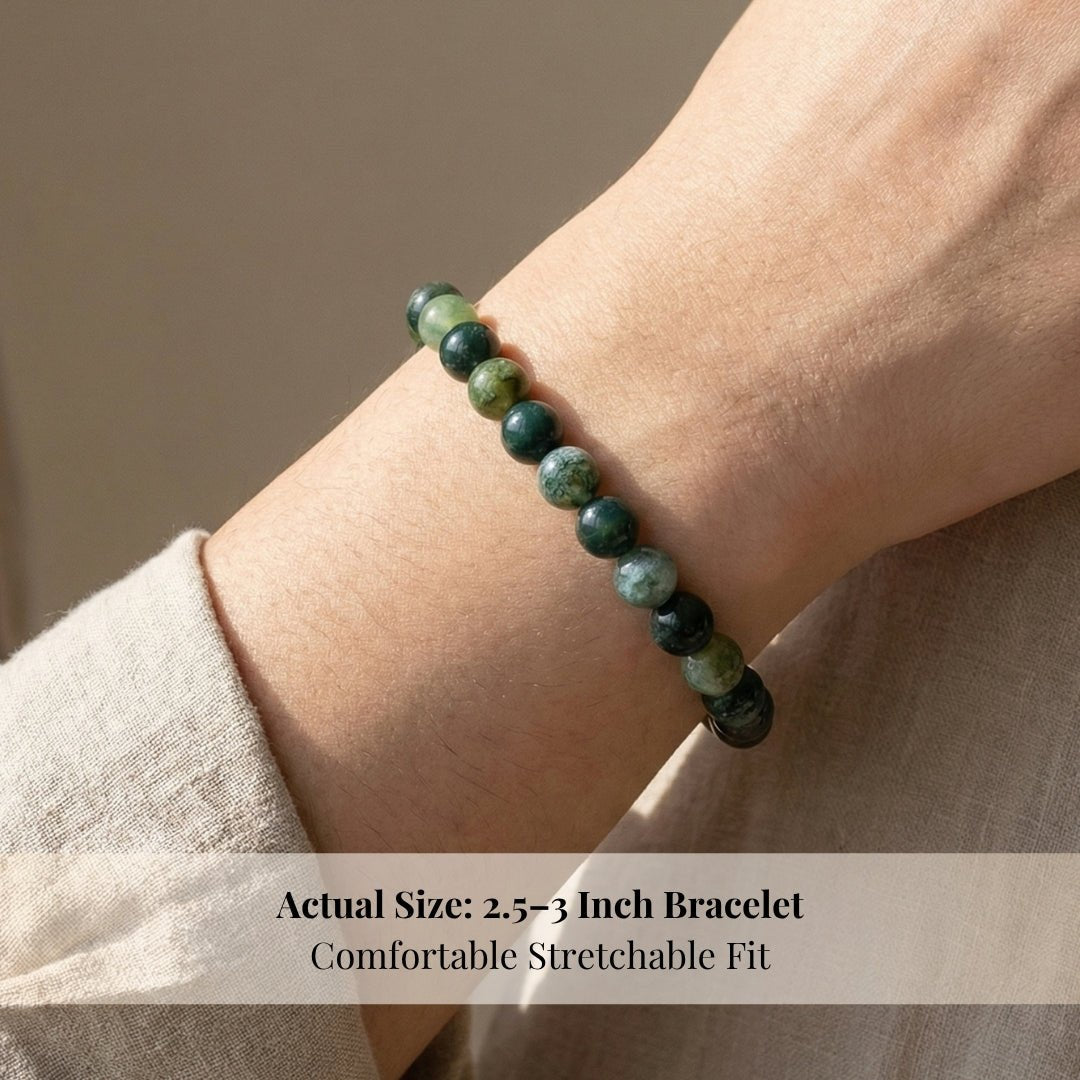 Moss Agate Bracelet Stone of Abundance, Reduces Sensitivity To Weather - plusvalueindia