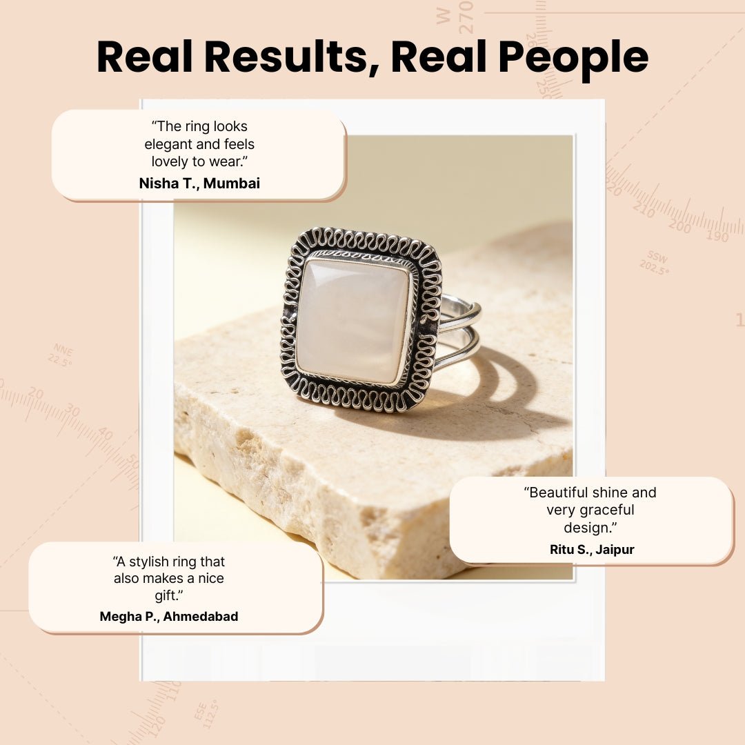 Mother Of Pearl Ring for Reiki Crystal Aura Chakra Healing Fengshui - Jewellery Gifts For Men and Women - plusvalueindia