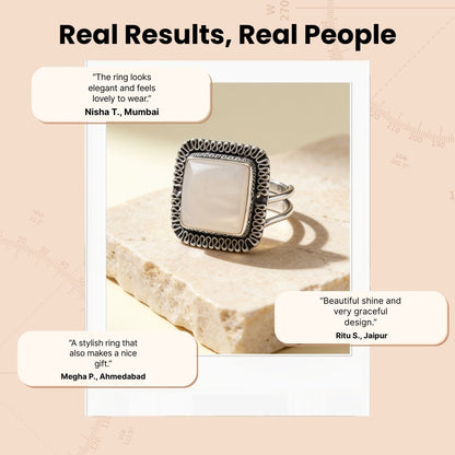 Mother Of Pearl Ring for Reiki Crystal Aura Chakra Healing Fengshui - Jewellery Gifts For Men and Women - plusvalueindia