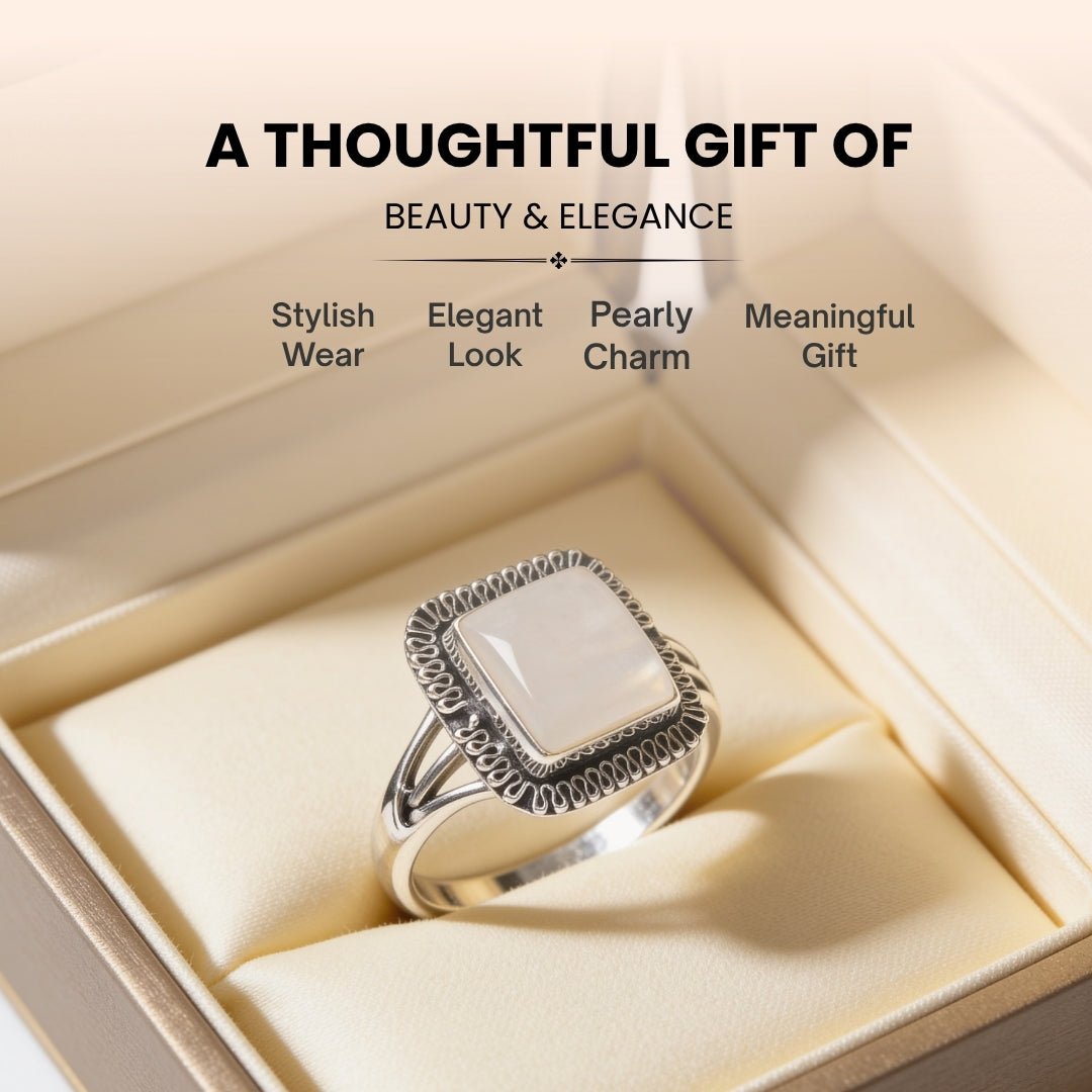 Mother Of Pearl Ring for Reiki Crystal Aura Chakra Healing Fengshui - Jewellery Gifts For Men and Women - plusvalueindia