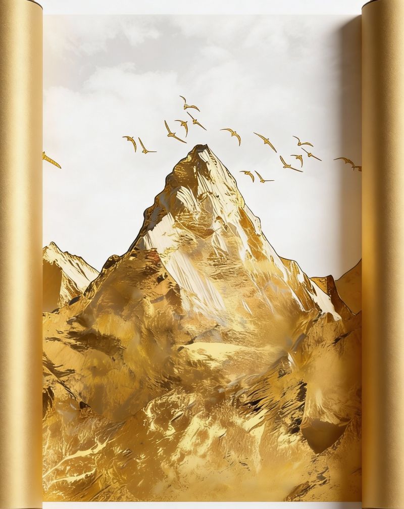 Golden Rock Mountain Painting - Vastu and Feng Shui Canvas Print (Copy) - plusvalueindia
