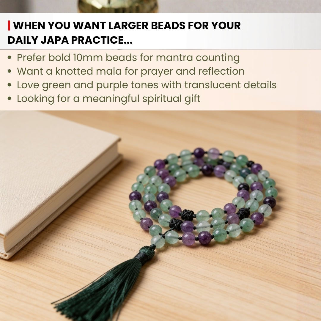 10 mm bead diameter scale measurement diagram for bold Multi Fluorite japa mala