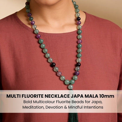 Substantial polished Fluorite guru bead with matching silky hanging tassel finish