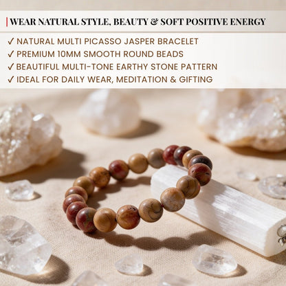 Multi Picasso Jasper Bracelet for Men Women Boys and Girls - plusvalueindia